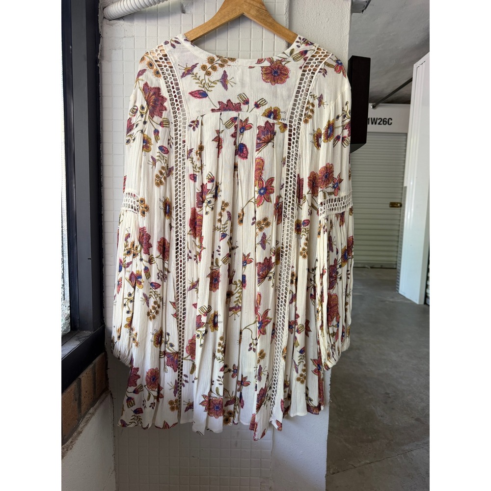 Free People Just The Two Of Us Mixed Printed Tunic M Floral Boho Rayon - Picture 6 of 10